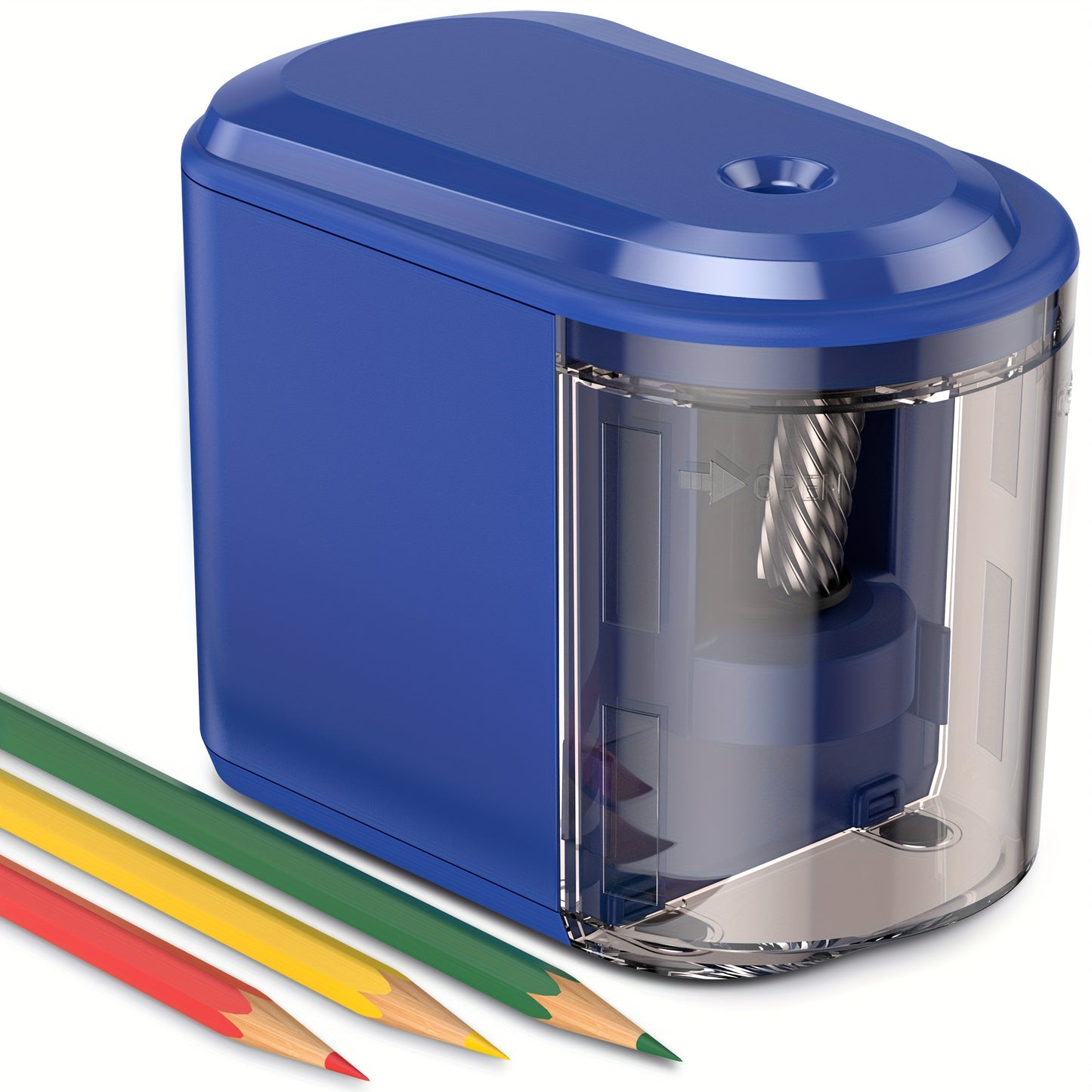 Heavy-Duty Electric Pencil Sharpener With Spiral Blade - Battery Operated, Ideal For No. 2 (6-8Mm) Pencils & Colored Pencils - Perfect For School, Office, Home Use - Blue (Batteries Not Included) Pencil Sharpeners Electronic