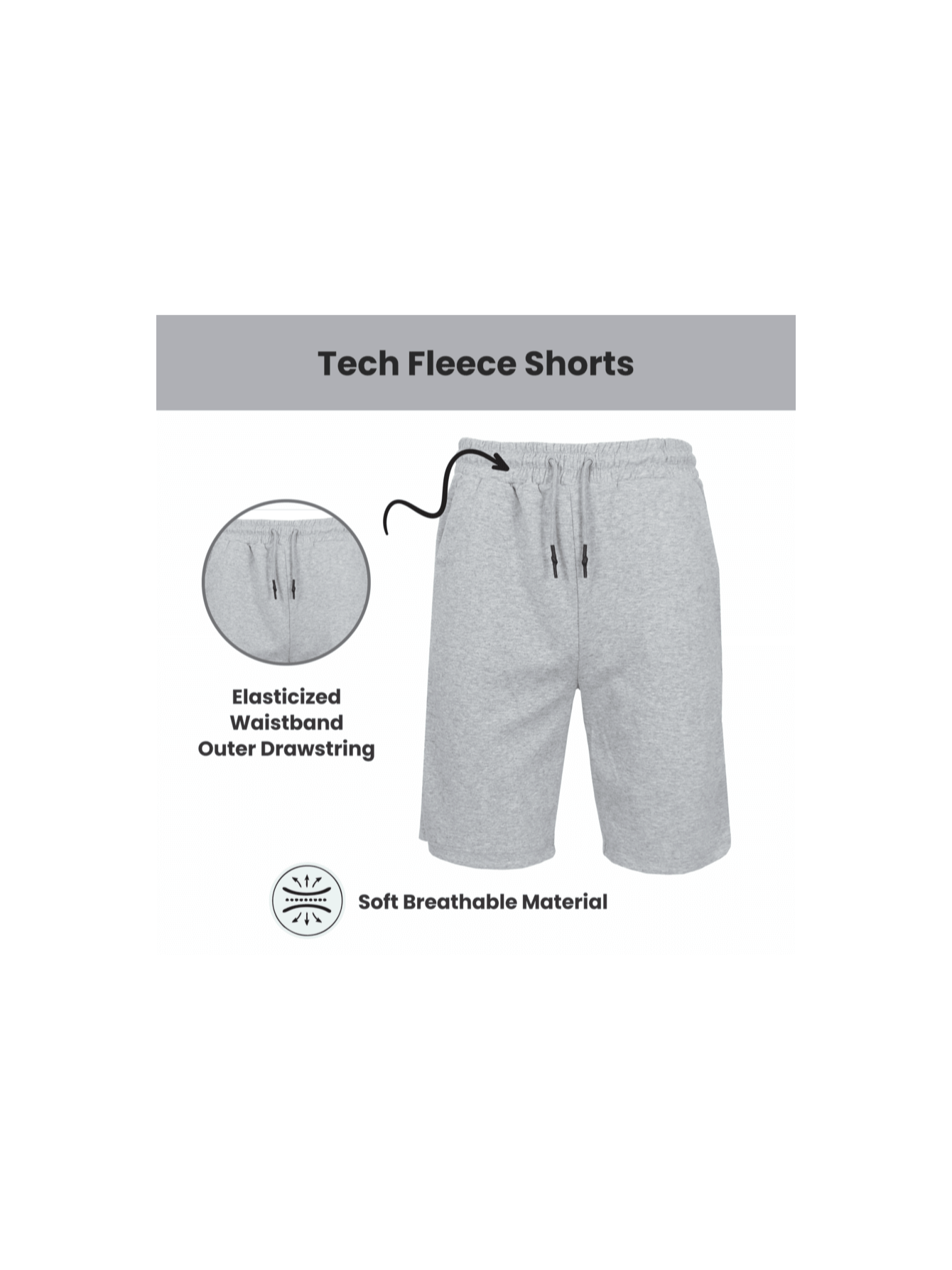 3-Pack Men's Tech Fleece Jogger Lounge Sweat Shorts (Sizes, S-2XL)