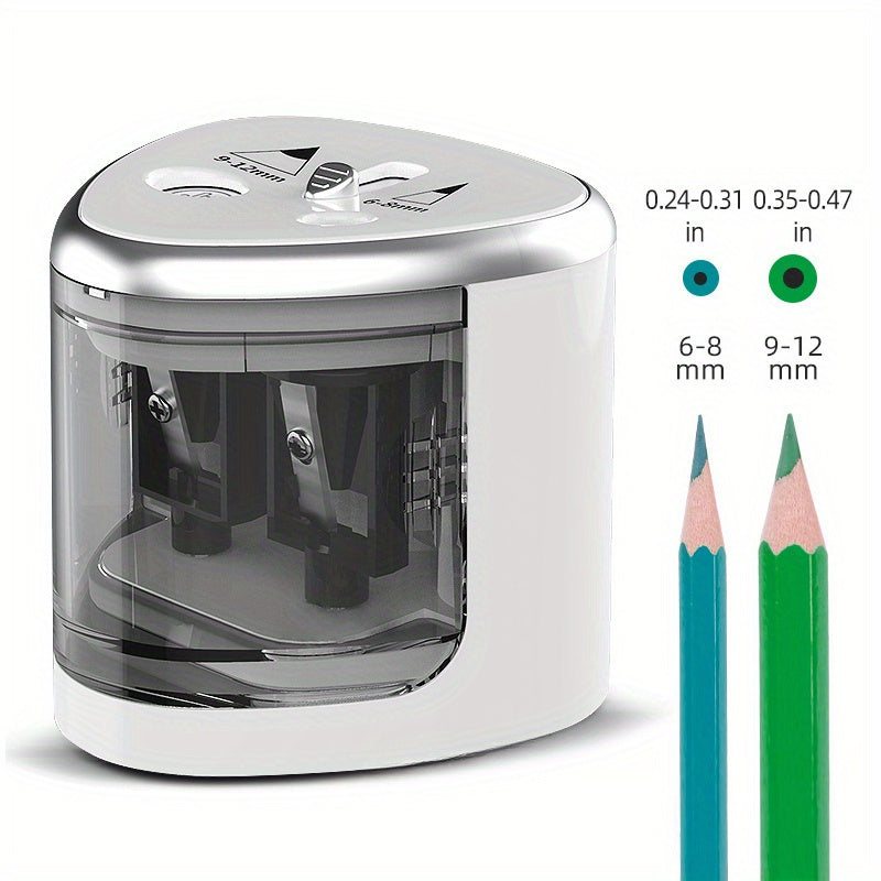 Powerful Dual-hole Semi-automatic Electric Pencil Sharpener - Thick And Thin For Students, Two-hole Pen Turner