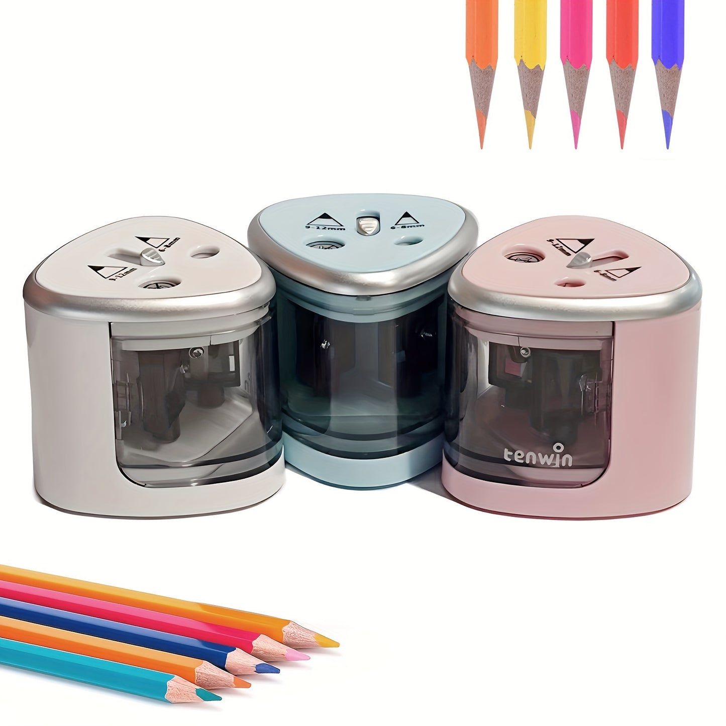 Powerful Dual-hole Semi-automatic Electric Pencil Sharpener - Thick And Thin For Students, Two-hole Pen Turner