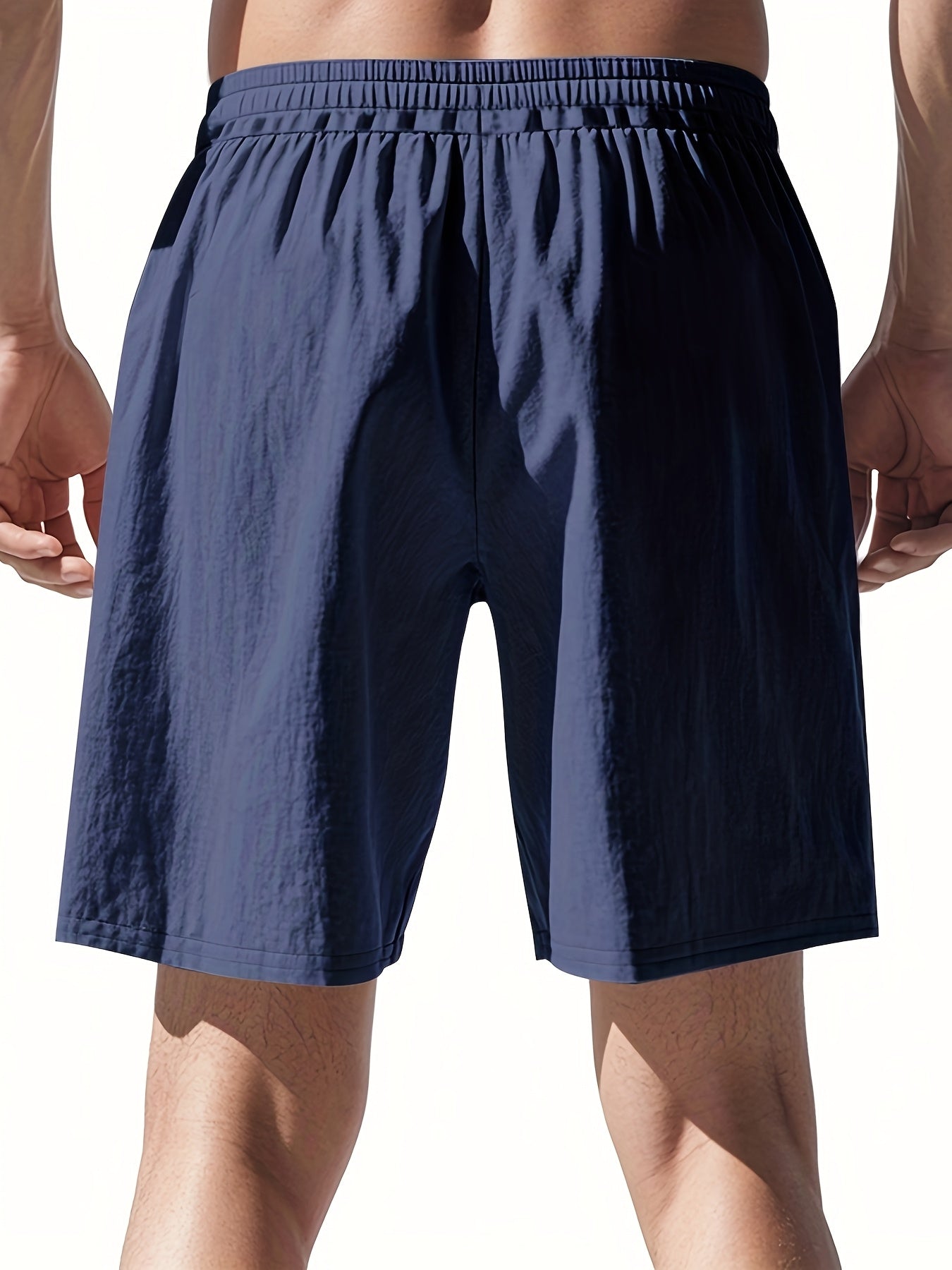 Men'S Lightweight Linen Shorts - Breathable, Casual Summer Beach & Sports Wear, Loose Fit with Pockets, Elastic Waistband, Beige, Aseptic Material, Summer Casual Wear|Trendy Men'S Shorts|Comfortable Fit, Beach Shorts
