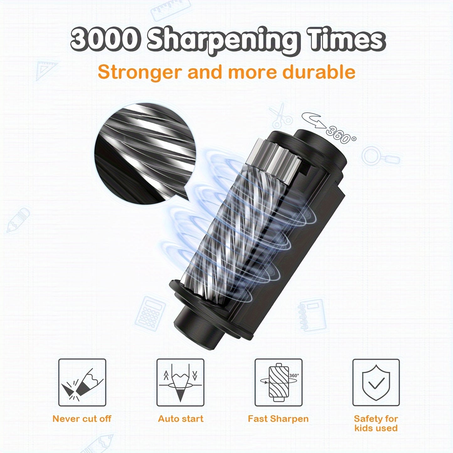 New Bee Electric Pencil Sharpener Heavy Duty Spiral Blade Automatic Pencil Sharpener With Battery Power For No. 2 (6-8mm) Pencils And Colored Pencils For School/Office/Home (AC Adapter Not Included)