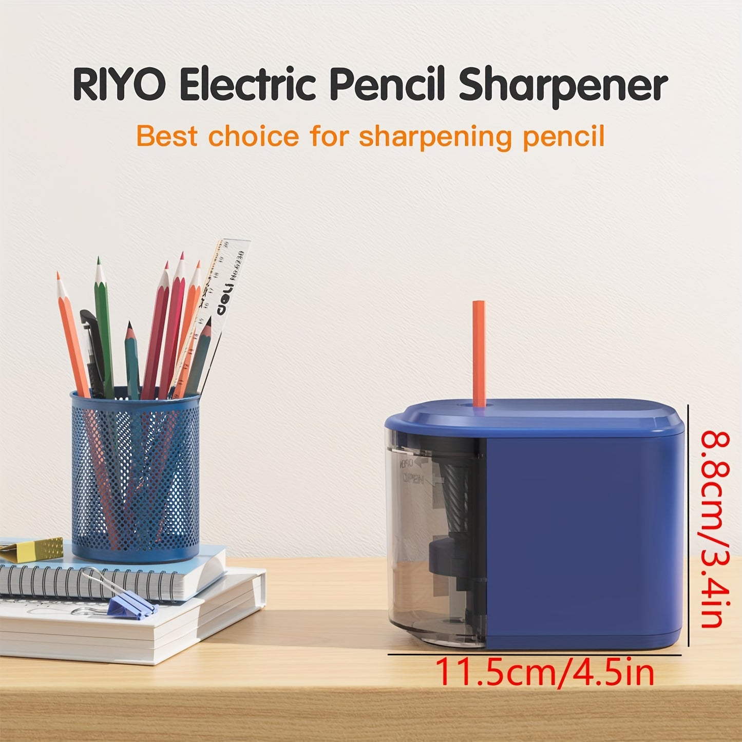 Heavy-Duty Electric Pencil Sharpener With Spiral Blade - Battery Operated, Ideal For No. 2 (6-8Mm) Pencils & Colored Pencils - Perfect For School, Office, Home Use - Blue (Batteries Not Included) Pencil Sharpeners Electronic