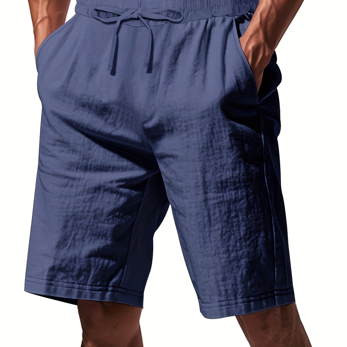 Men'S Lightweight Linen Shorts - Breathable, Casual Summer Beach & Sports Wear, Loose Fit with Pockets, Elastic Waistband, Beige, Aseptic Material, Summer Casual Wear|Trendy Men'S Shorts|Comfortable Fit, Beach Shorts