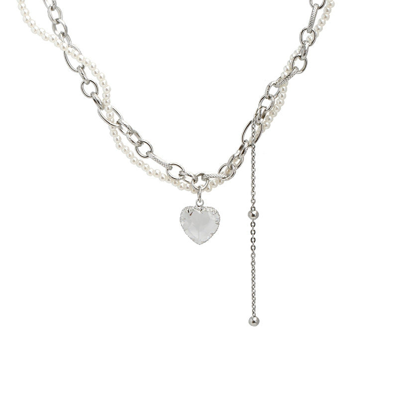 Transparent Women's Sweet Cool Hot Girl Pure Desire Style Clavicle Chain Pearl