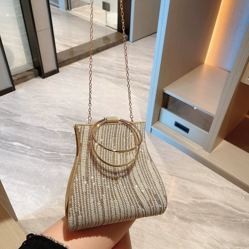 Portable Pearl Rhinestone Party Mother-in-Law KTV Small Bag