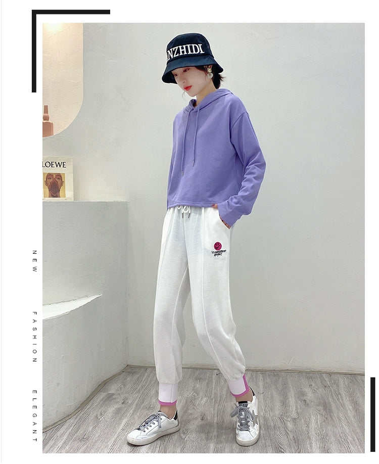 Loose Sweater Fall High Waist Hooded White
