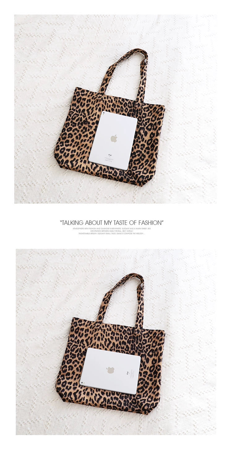 Korean-Style Flannel Versatile High Quality Leopard-Print Tote Bag