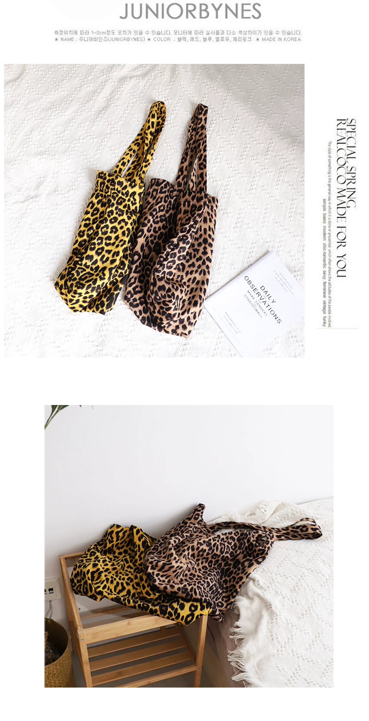 Korean-Style Flannel Versatile High Quality Leopard-Print Tote Bag
