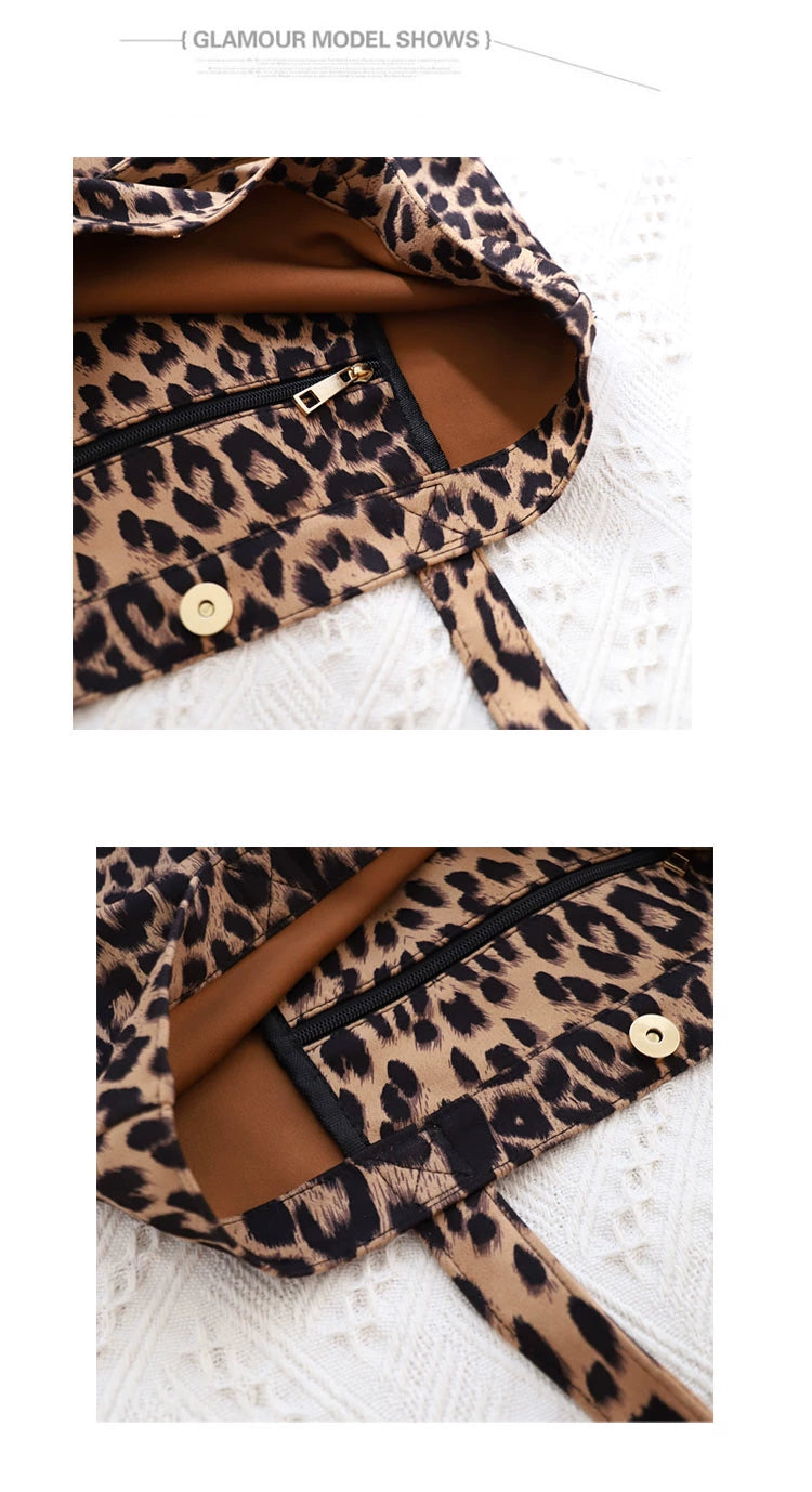 Korean-Style Flannel Versatile High Quality Leopard-Print Tote Bag