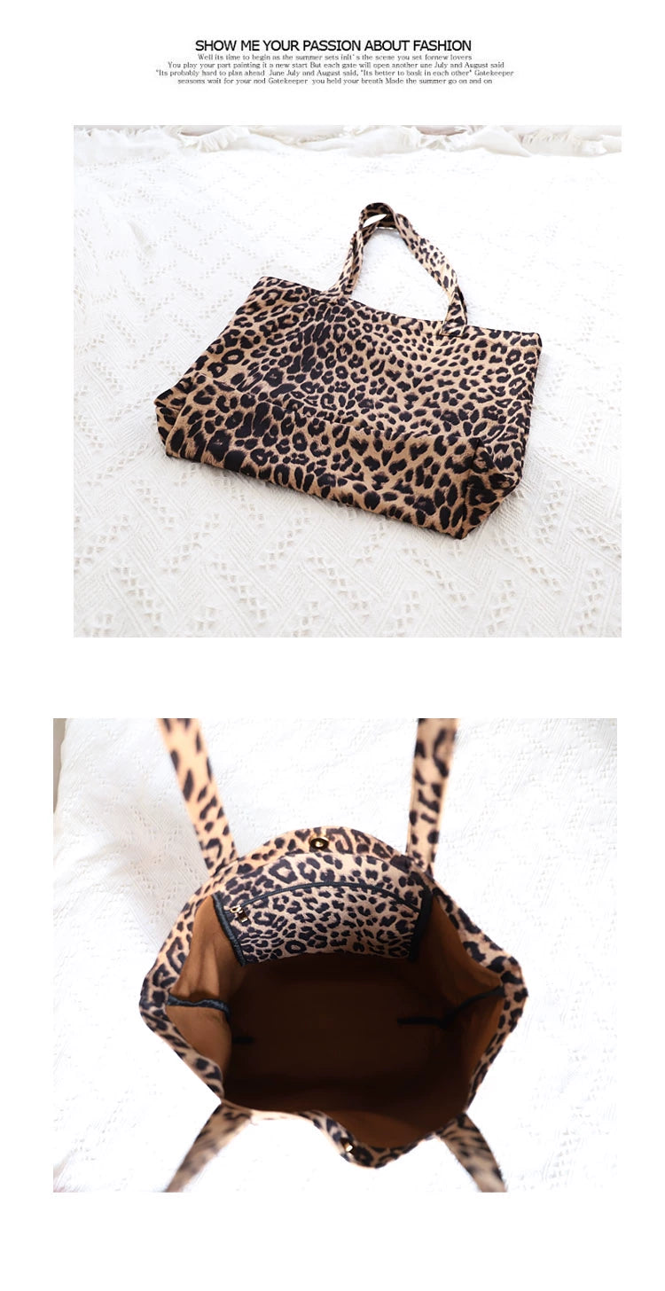 Korean-Style Flannel Versatile High Quality Leopard-Print Tote Bag