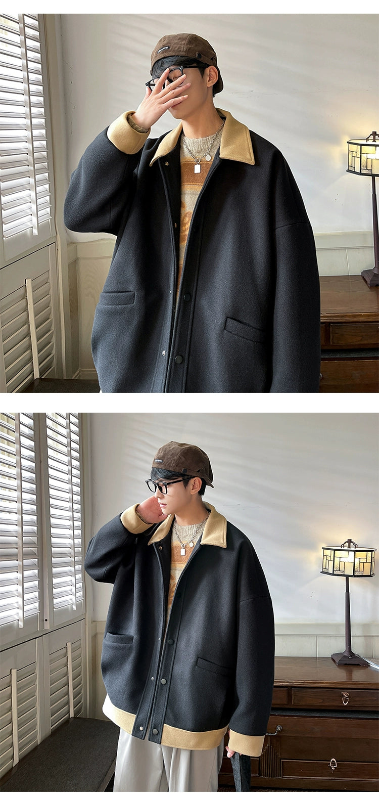 Graceful Outerwear Men's Spring and Autumn Fashion Brand Retro Young Style Men's Fashion Handsome High Sense American Woolen Jacket