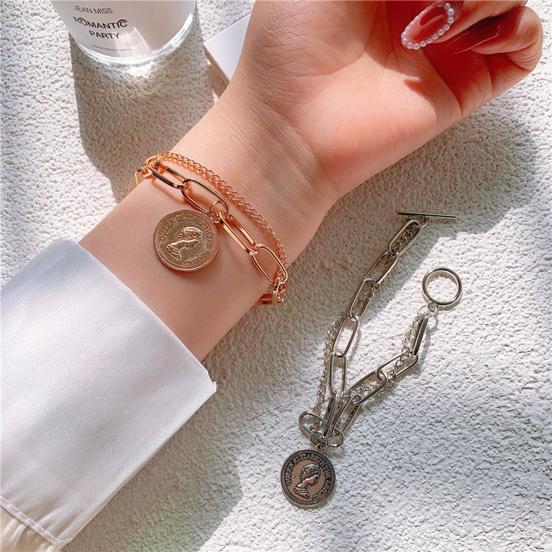 Korean Style Hip-Hop Ins Style Women's Retro Portrait Bracelet