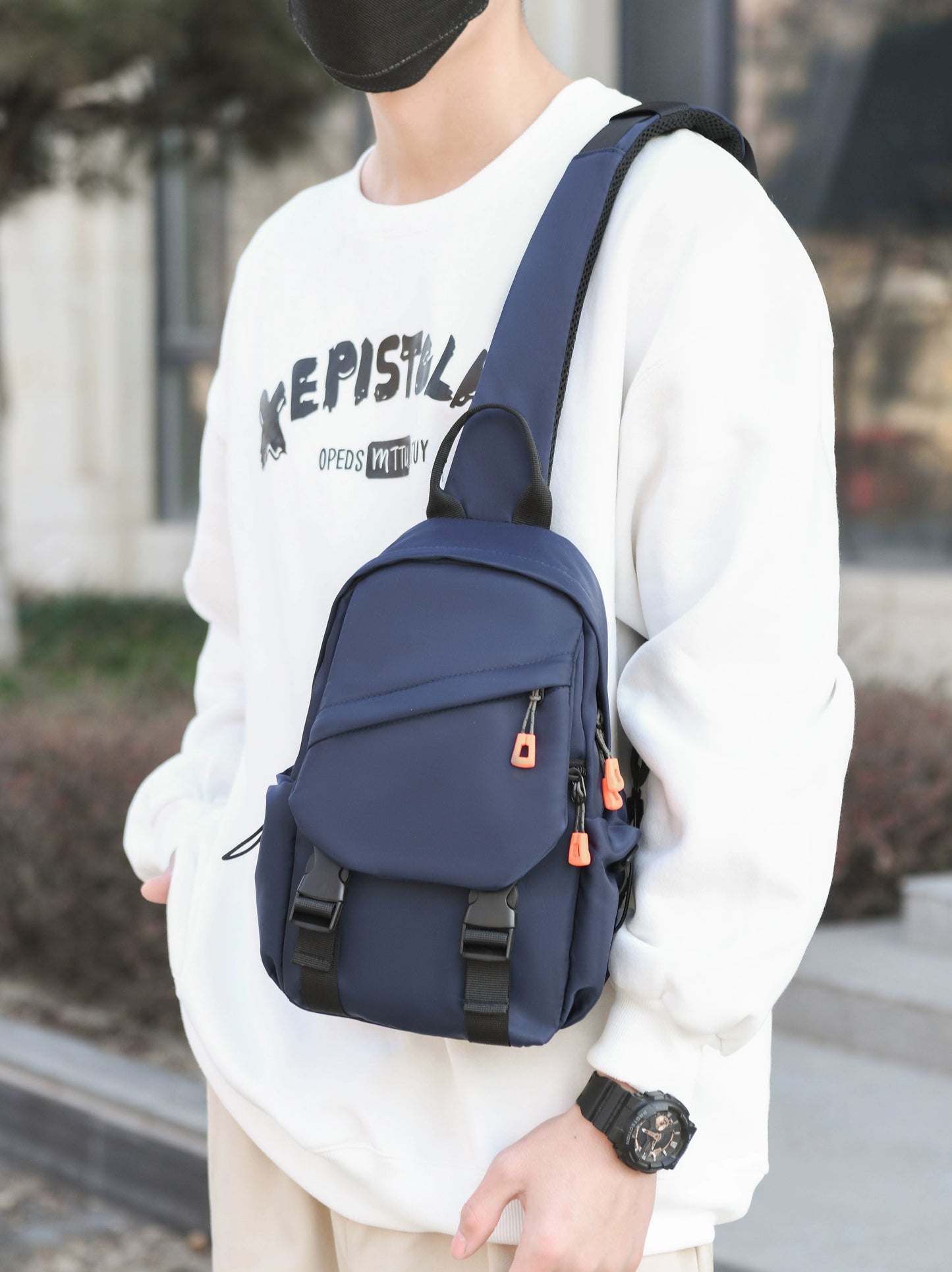 New Chest Bag Men's Casual Sports Backpack Fashion Trendy Multi-Functional Satchel Men's and Women's Neutral Trendy Small Backpack Tide