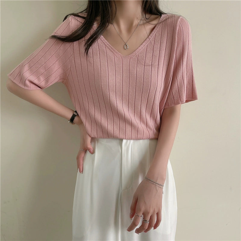 Ice Silk Spring and Summer Thin White Top Sweater