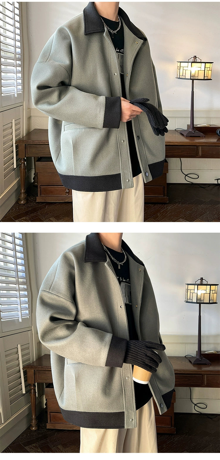 Graceful Outerwear Men's Spring and Autumn Fashion Brand Retro Young Style Men's Fashion Handsome High Sense American Woolen Jacket