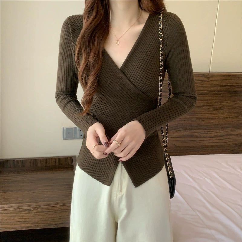 Cross V-neck This Year's Popular Spring and Autumn Sweater Knitwear