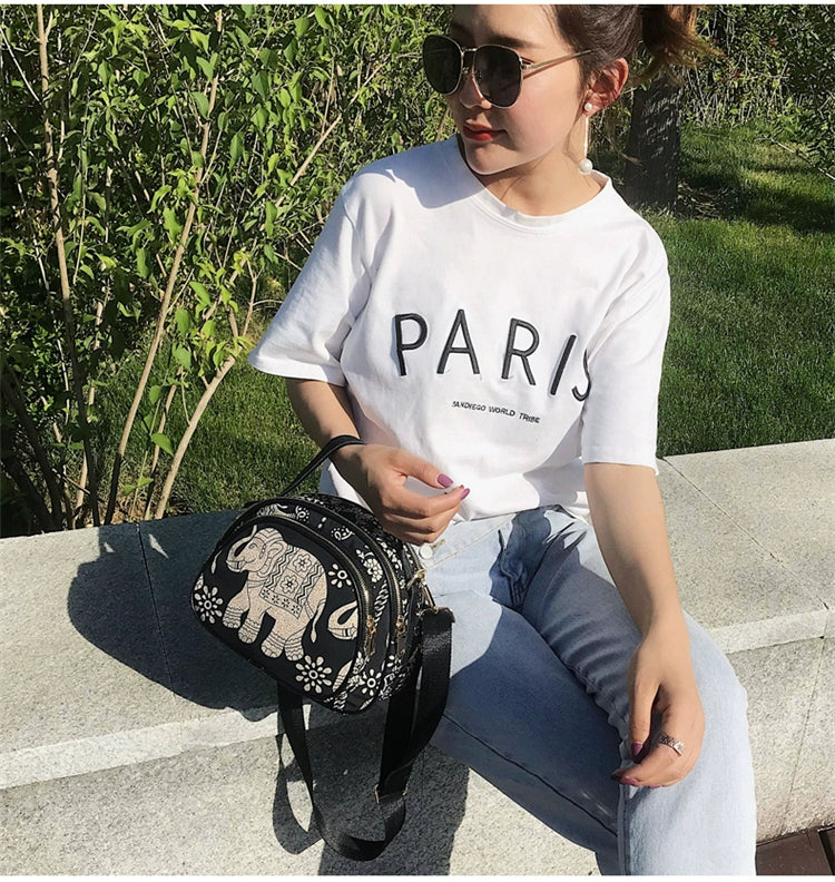 Online Influencer Fashion Printed Oxford Cloth Woman's Single Shoulder Bag