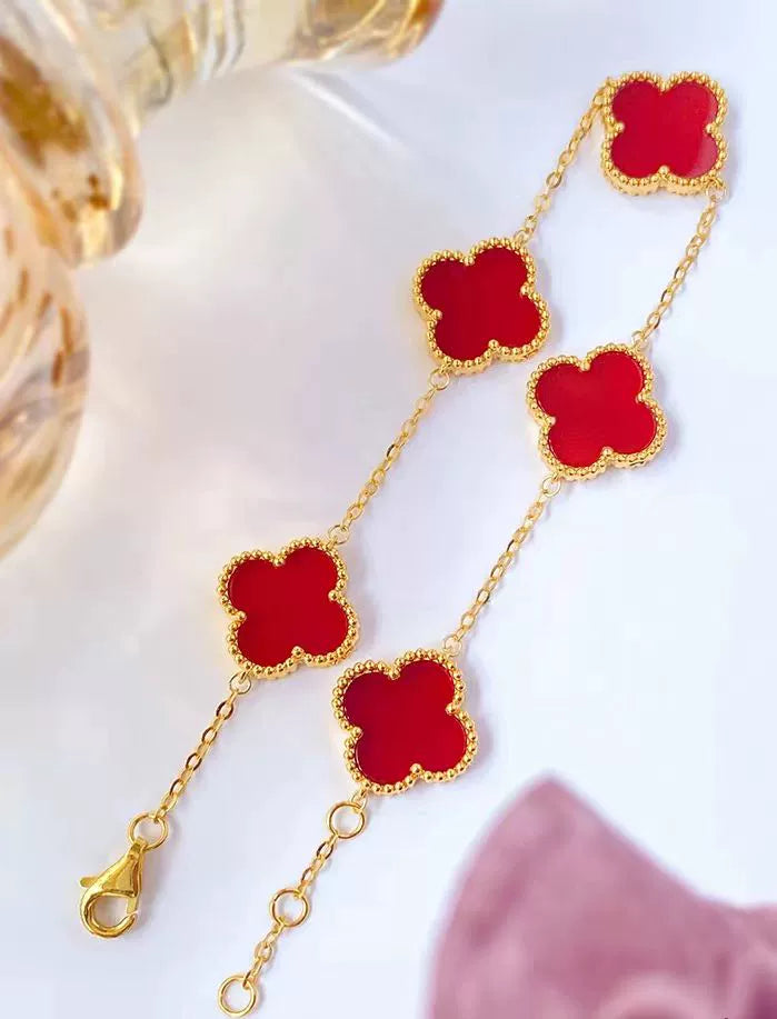 Titanium Steel Bracelet Non-Fading Golden Clover Bracelet Fritillary Bracelet Female Fashion Style Affordable Luxury Fashion Mori Style