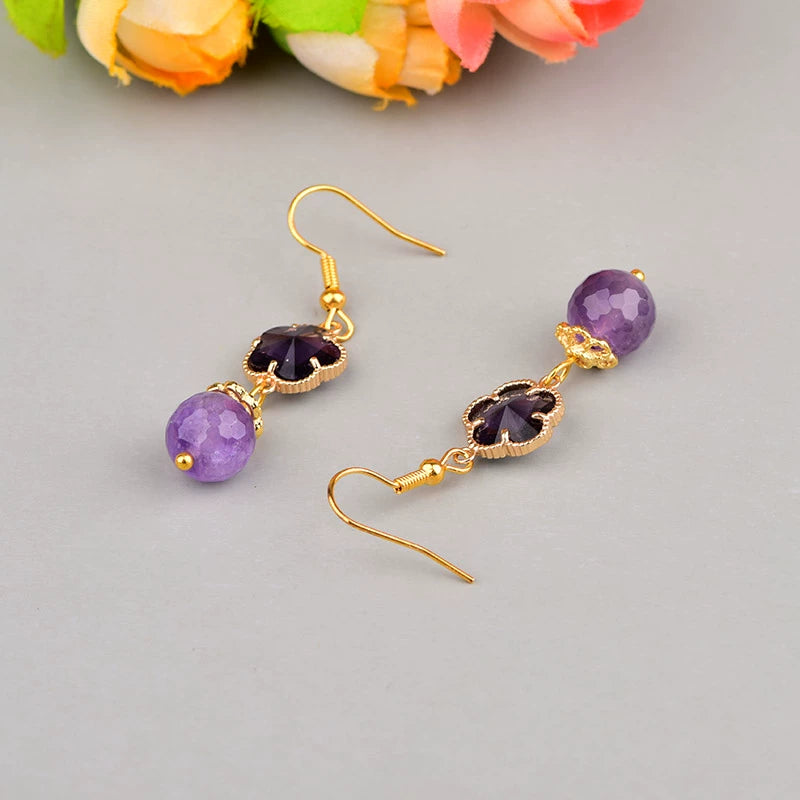Fashion Amethyst Women Retro Style for Cheongsam Earrings