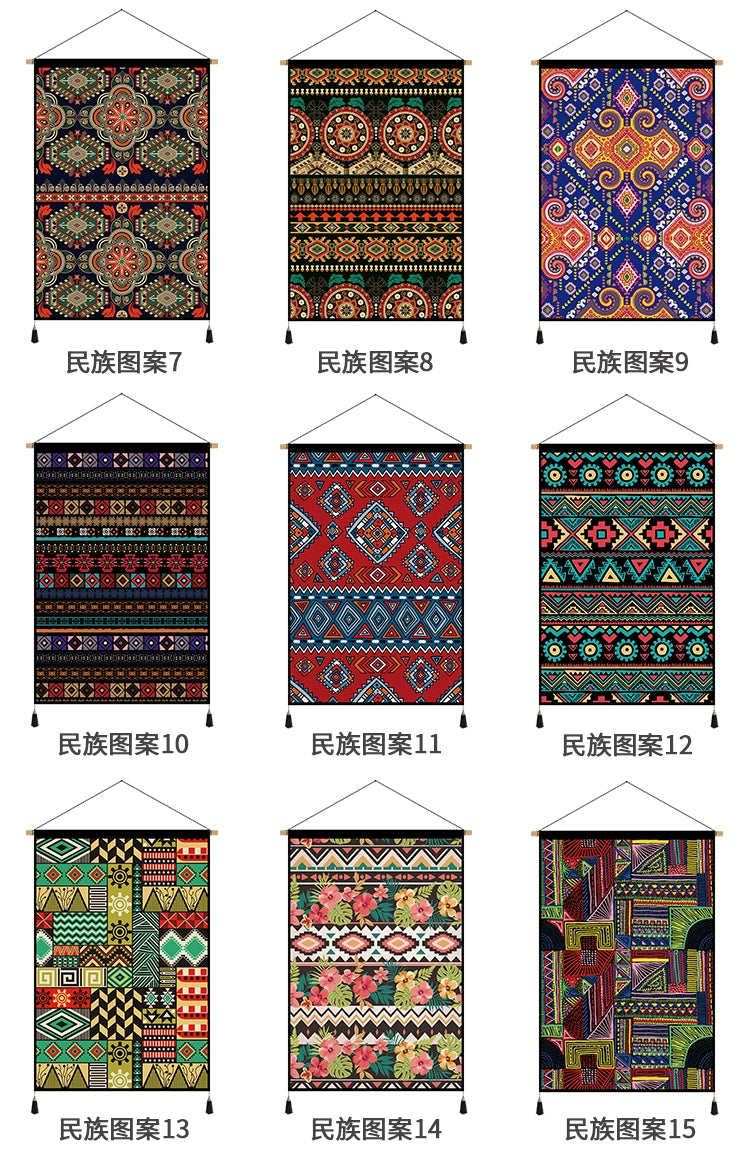 Chinese-Style Ethnic Pattern Fabric Corridor Aisle Tapestry