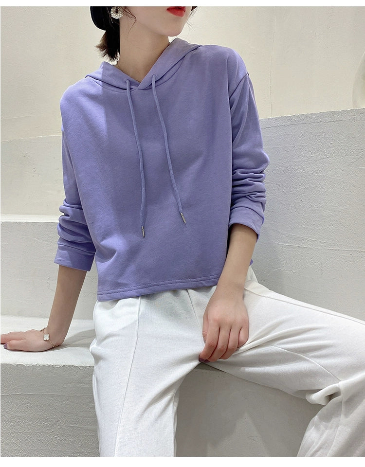 Loose Sweater Fall High Waist Hooded White