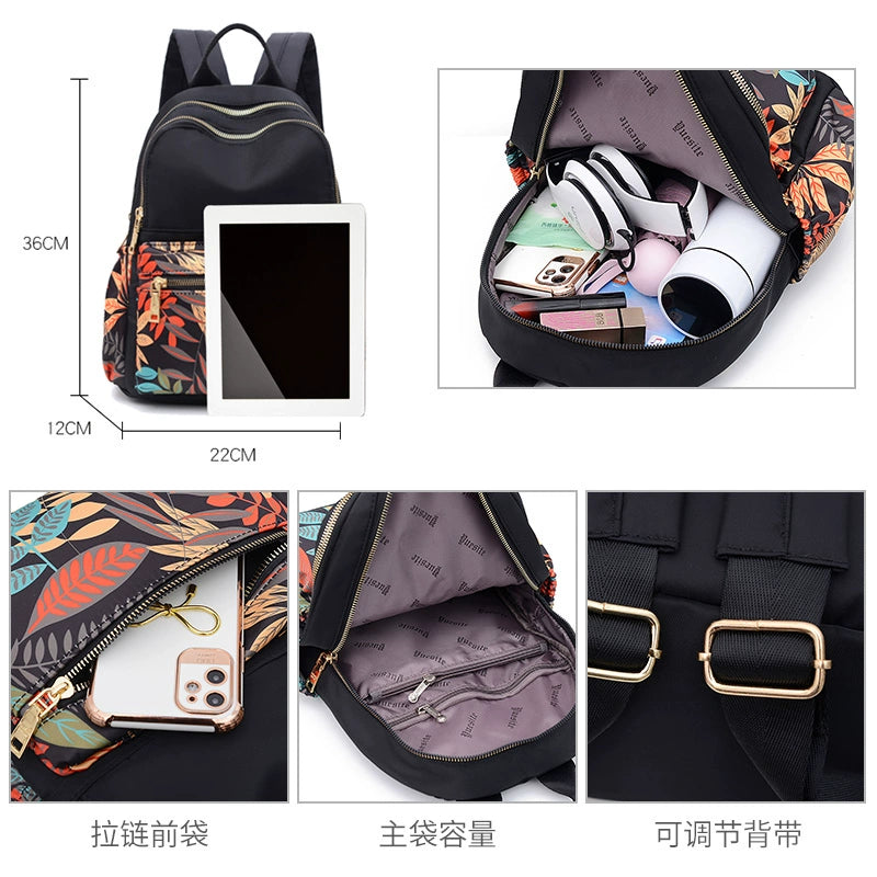 Travel Women's Japanese and Korean Oxford Cloth Print Fashion Backpack
