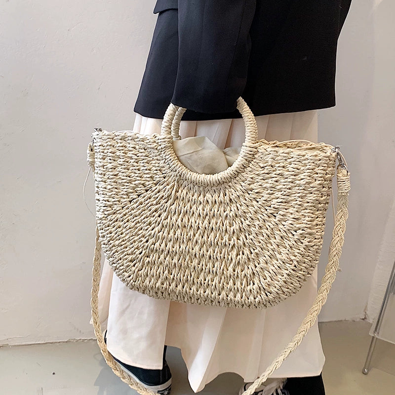 Retro Large Capacity Unique One-Shoulder Straw Bag