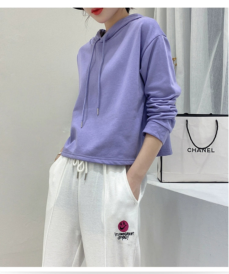 Loose Sweater Fall High Waist Hooded White