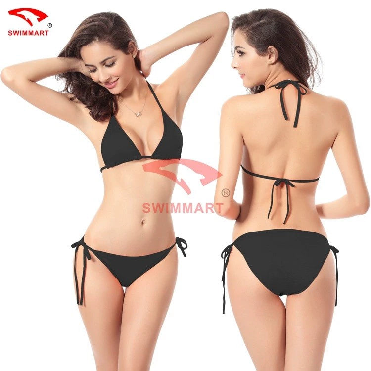 Bandage Swimsuit Halterneck Blue Bikini Racing Suit Sexy Three-Point Bikini European and American Swimsuit Women's Intimates