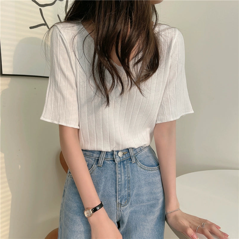Ice Silk Spring and Summer Thin White Top Sweater