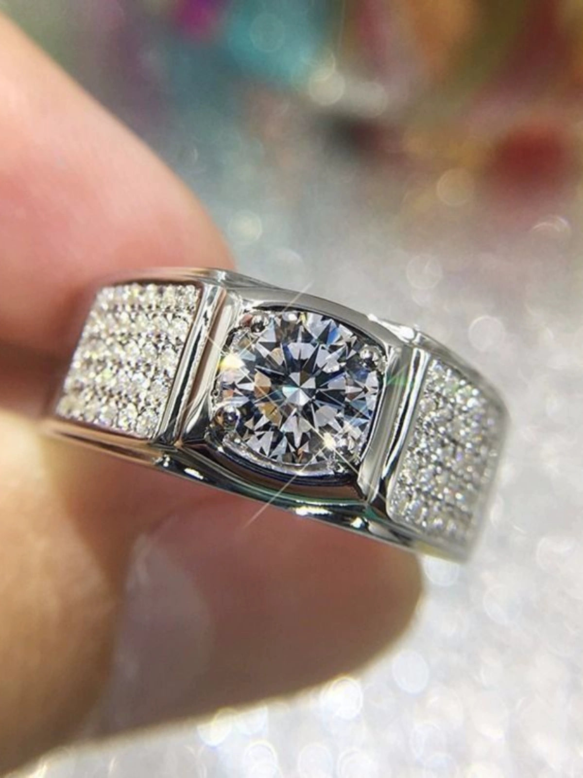 National Inspection Certificate Moissanite Domineering Wedding Couple Diamond Ring