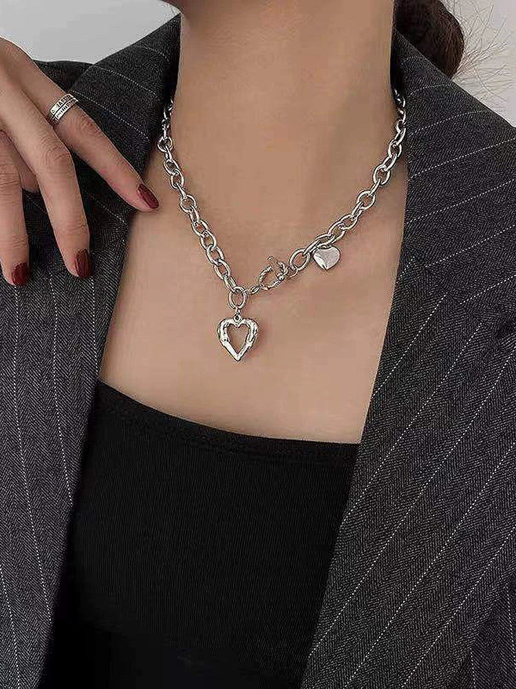 Heart Titanium Steel Necklace Clavicle Chain Non-Fading Female Springtide Niche Design Cold Wind Hip Hop