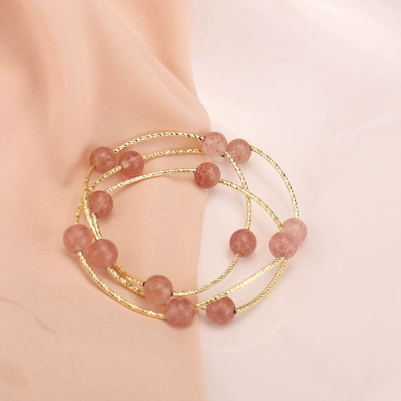 Strawberry Quartz Attracting Male Multi-Layer Mori Style Hot Selling Bracelet