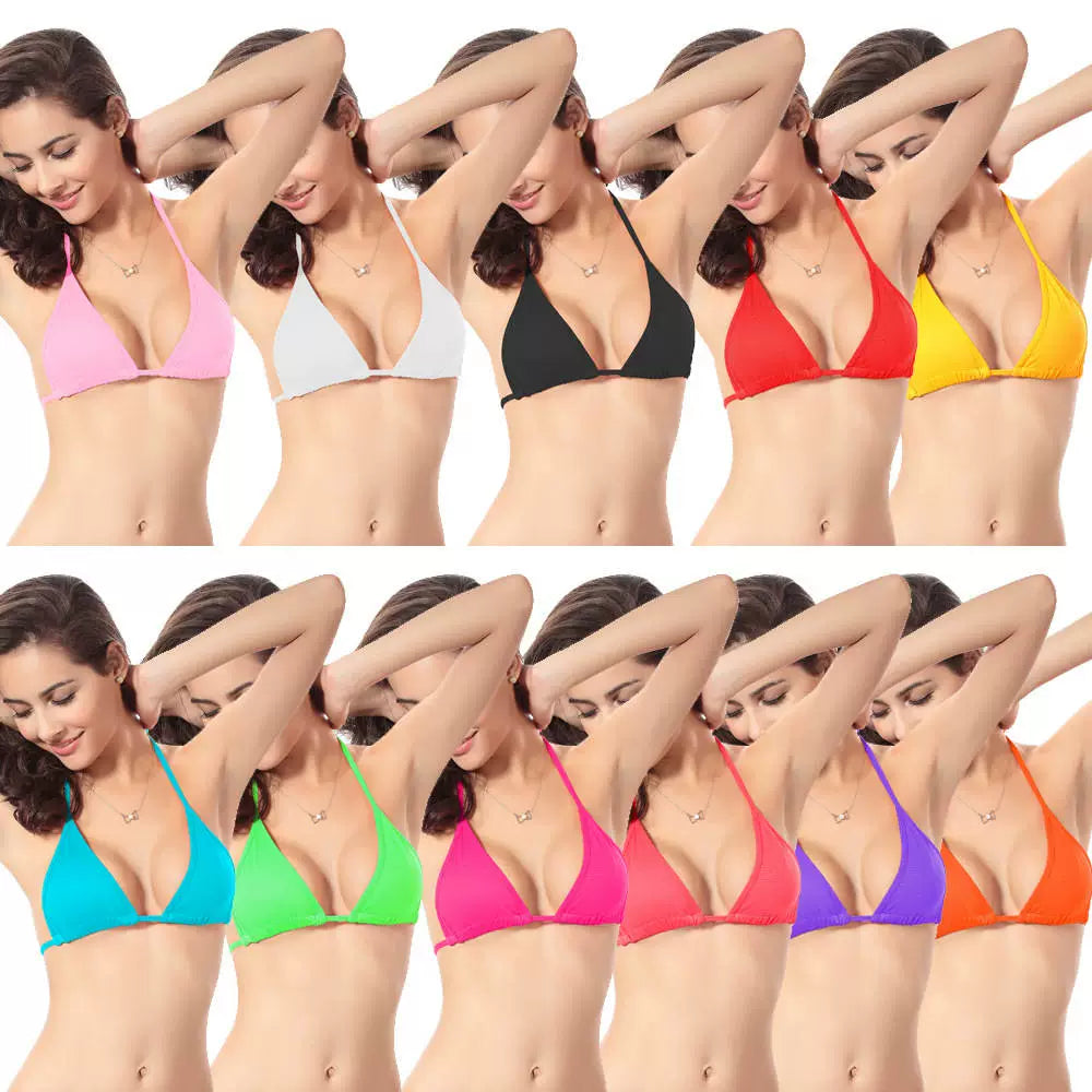 European and American Style Brazilian Sexy Women's Bikini Swimming Bikini Pure Color Tops
