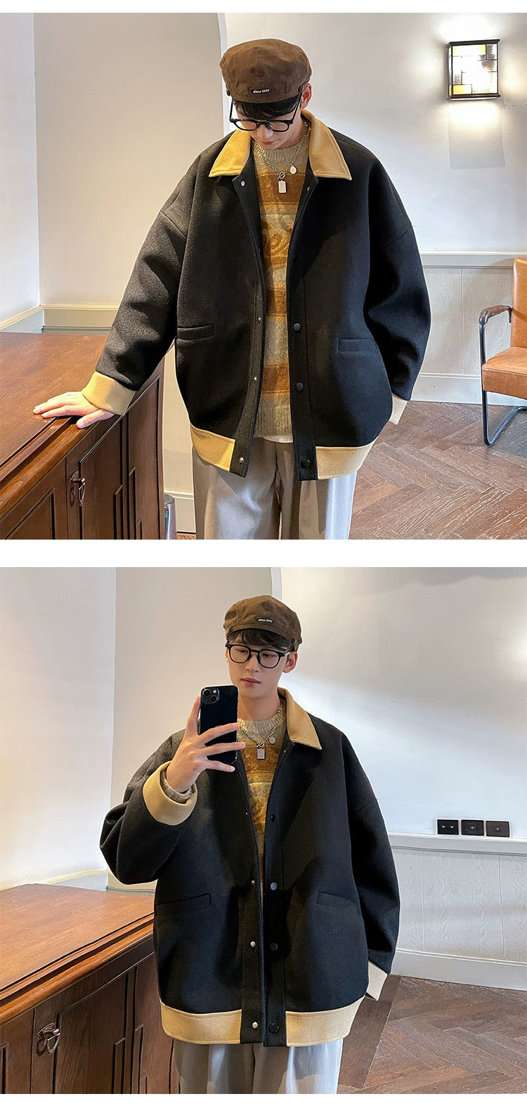 Graceful Outerwear Men's Spring and Autumn Fashion Brand Retro Young Style Men's Fashion Handsome High Sense American Woolen Jacket
