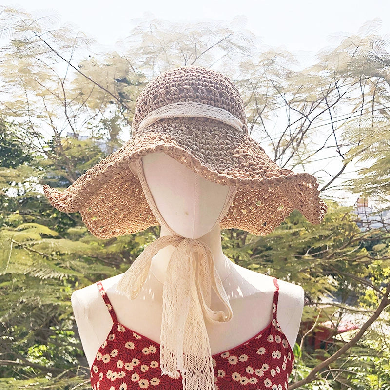 Women's Vacation Beach Hat Lace Straw Hat