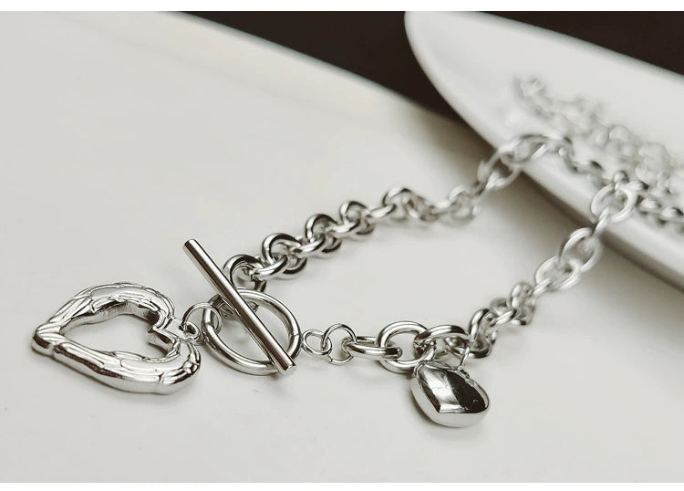 Heart Titanium Steel Necklace Clavicle Chain Non-Fading Female Springtide Niche Design Cold Wind Hip Hop