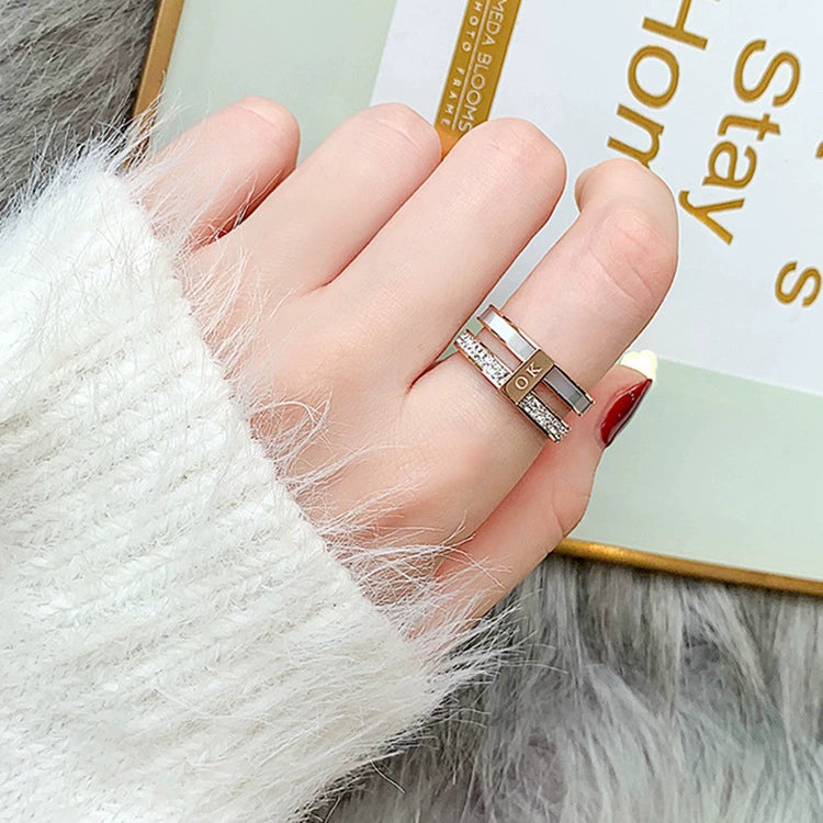Women's Ins Titanium Steel No Fading Rose Gold Shell Ring