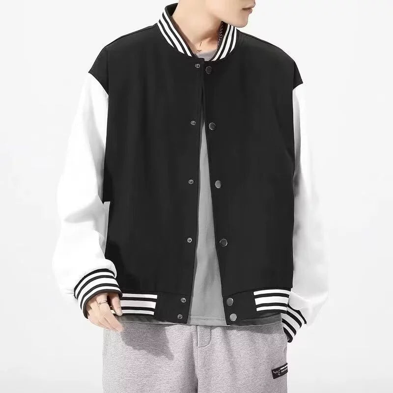 Trendy Spring and Summer High Street Black and White Colorblock Baseball Uniform