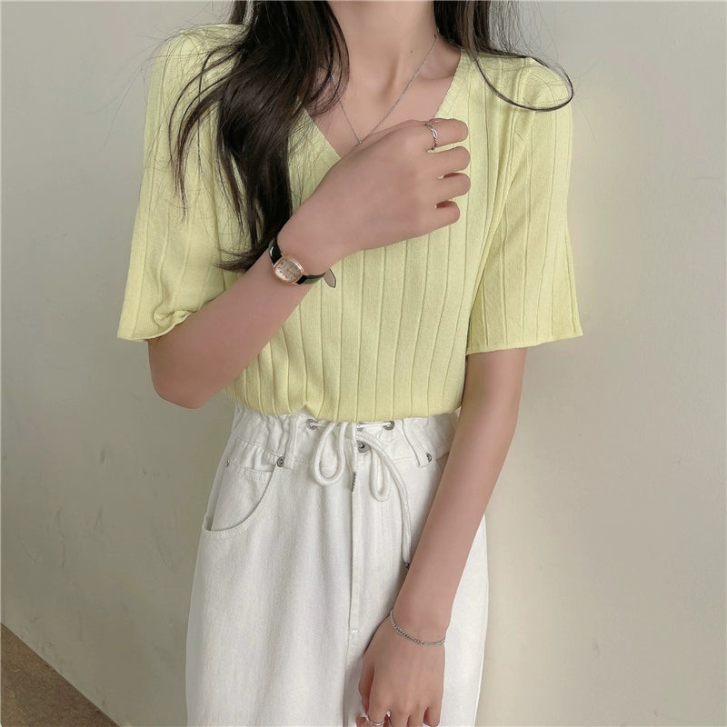 Ice Silk Spring and Summer Thin White Top Sweater