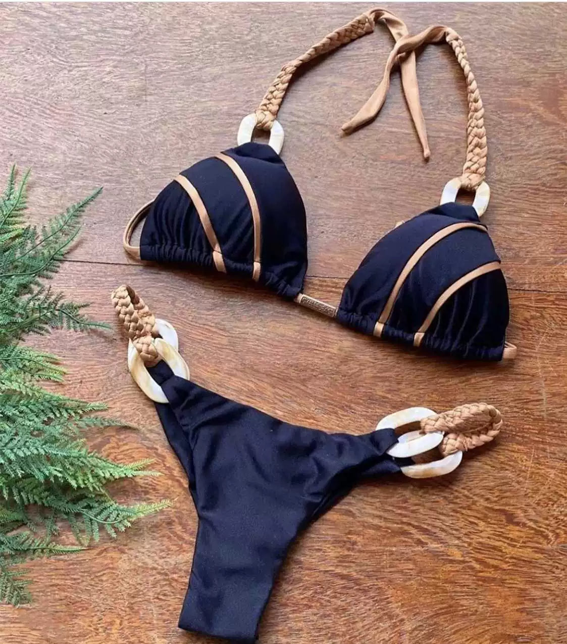Hot Spring Bathing Suit 2020 New Solid Color Lace-up Bikini European and American Ins Sexy Halter Swimsuit Beach Bikini