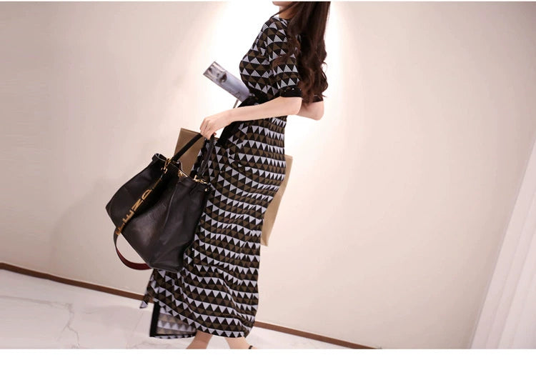 New Spring and Summer One-Piece Print Dress Shoelace Fashion Long Skirt Slim Looking High Elegant V Neck Slim Dress
