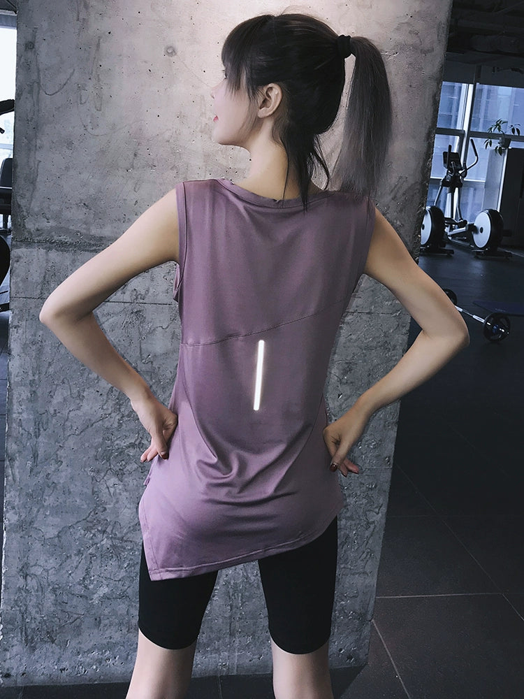 Women's Summer Long Asymmetrical Blouse Waistcoat Sports Vest