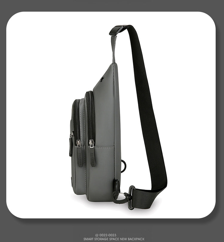 Men Casual Canvas Shoulder Black Chest Pack