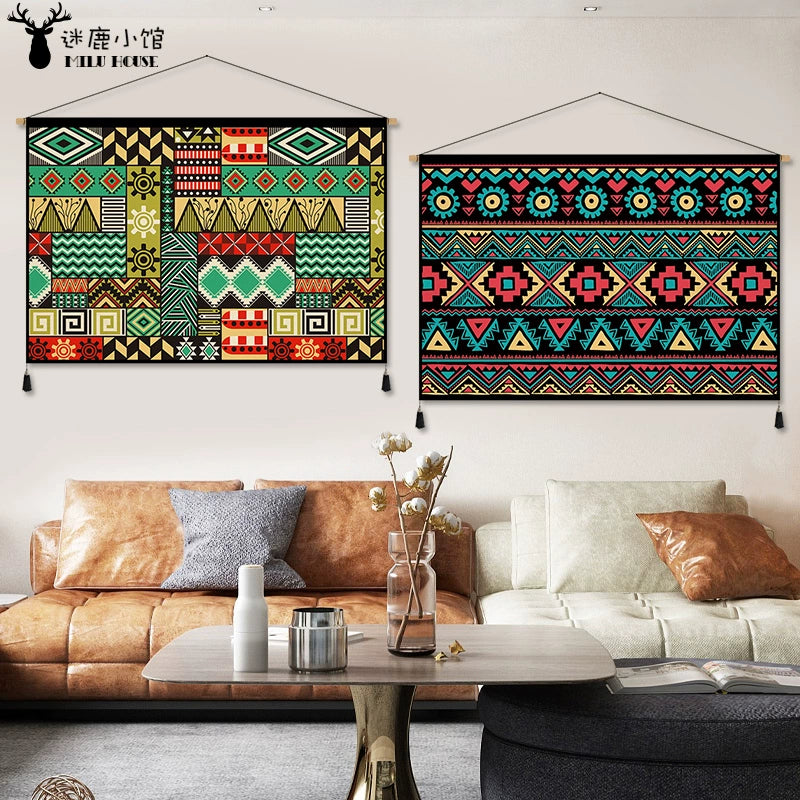 Chinese-Style Ethnic Pattern Fabric Corridor Aisle Tapestry