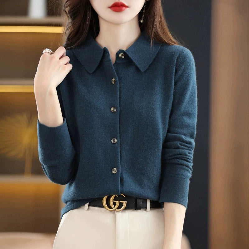 Polo Spring Autumn Outerwear Wool Temperament Base Shirt