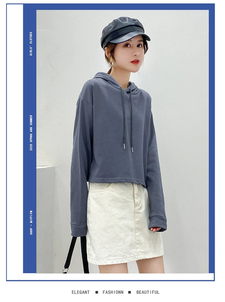 Loose Sweater Fall High Waist Hooded White