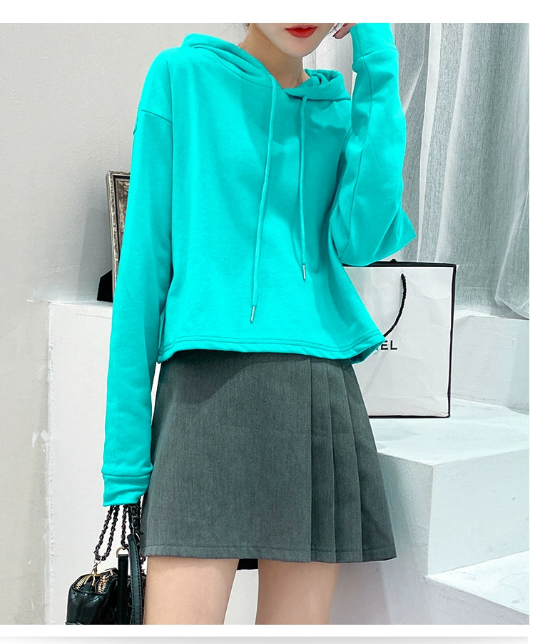 Loose Sweater Fall High Waist Hooded White