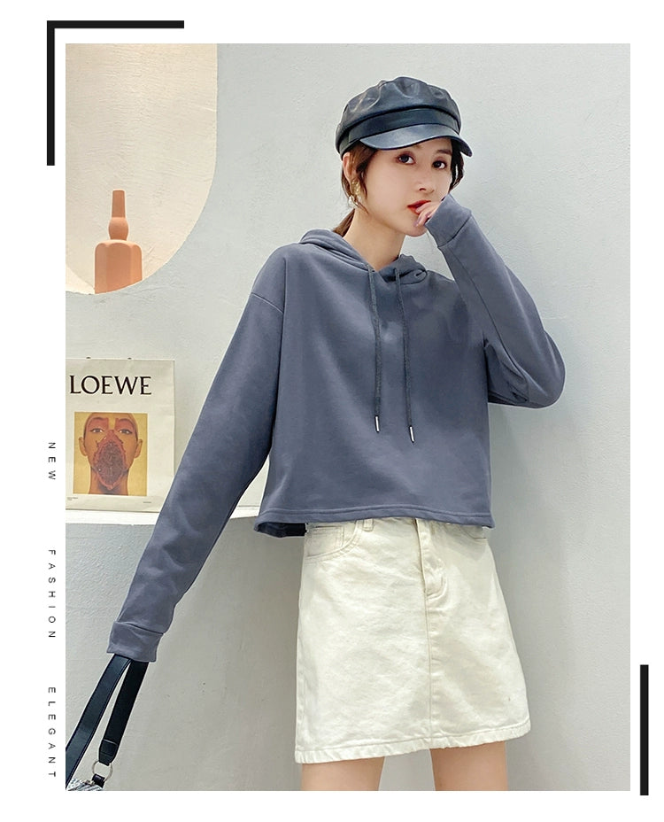 Loose Sweater Fall High Waist Hooded White